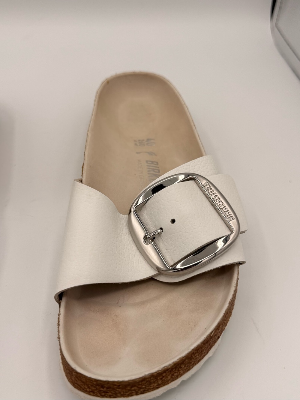 Birkenstock Madrid Big Buckle Sandals in White Leather | SLIGHTLY USED - Picture 7 of 9